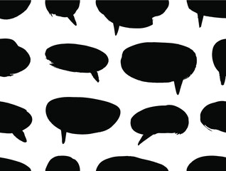 Poster - Vector art illustration grunge speech bubbles. Set of hand drawn paint object for design use. Abstract brush drawing.