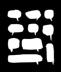Poster - Vector art illustration grunge speech bubbles. Set of hand drawn paint object for design use. Abstract brush drawing.
