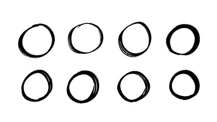 Poster - Vector art illustration grunge circle. Set of hand drawn paint object for design use. Abstract brush drawing