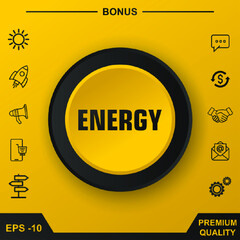 Energy write icon. Yellow round button