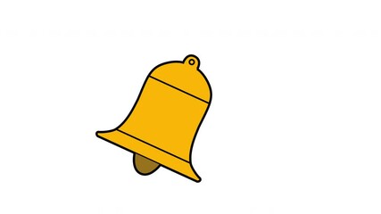 Wall Mural - Handbell, bell jingles. Cartoon style animation with alpha channel. Golden yellow.