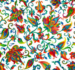 Sticker - Paisley watercolor floral pattern