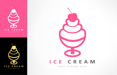 Poster - Ice cream logo vector. Food design.