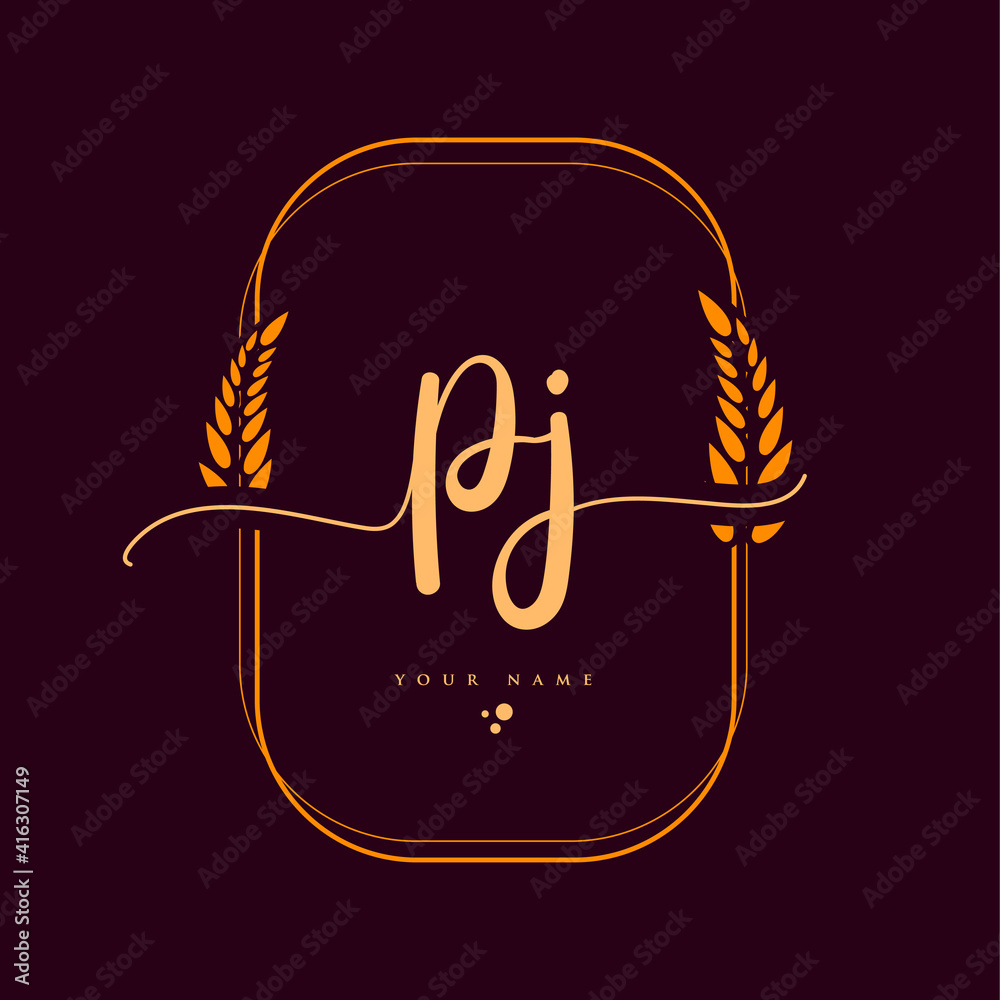 PJ Initial handwriting logo. Hand lettering Initials logo branding with ...