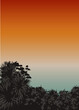 Illustration vectorielle d'ombres de jungle au coucher de soleil