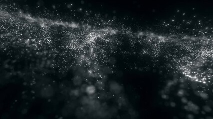 Poster - Abstract Glowing Fractal Particles Field Loop/ 4k animation of an abstract elegant ornamental chaos fractal digital wave field background with particles flickering and seamless looping