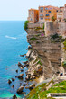 The houses on the cliff's edge, Ville Haute (upper town), Bonifacio, Corsica, France