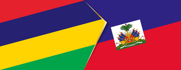 Mauritius and Haiti flags, two vector flags.