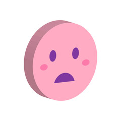 Sticker - isometric sad emoji face vector design