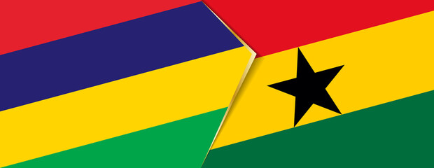 Mauritius and Ghana flags, two vector flags.