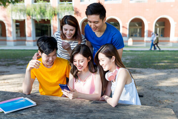 Sticker - young students use smartphone