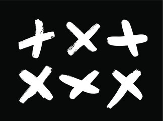 Poster - black and white paint vector cross lines. hand drawn set of objects for design use. abstract drawing