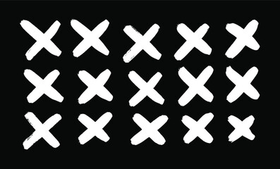 Poster - black and white paint vector cross lines. hand drawn set of objects for design use. abstract drawing