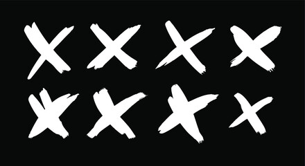 Poster - black and white paint vector cross lines. hand drawn set of objects for design use. abstract drawing