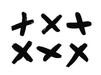 Poster - Black and White paint Vector cross lines. Hand drawn set of objects for design use. Abstract drawing stripes. Artistic illustration grunge elements strokes