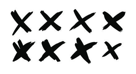 Poster - Black and White paint Vector cross lines. Hand drawn set of objects for design use. Abstract drawing stripes. Artistic illustration grunge elements strokes