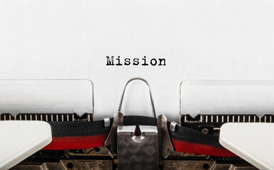 Fototapete - Text Mission typed on retro typewriter