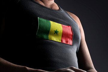 The national flag of Senegal on the athlete's chest