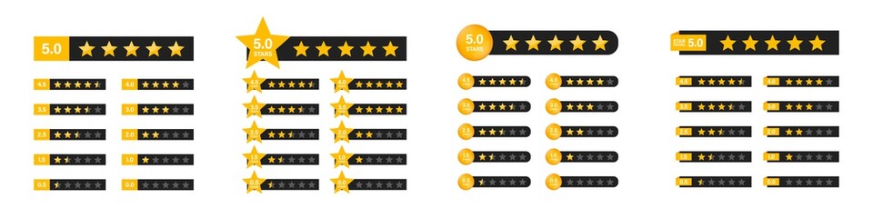 Canvas Print - star rating with numbers. star icon. set of star rating symbols. customer feedback concept. vector 5