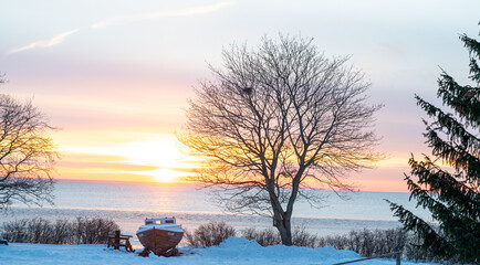 Wall Mural - sunset in the winter