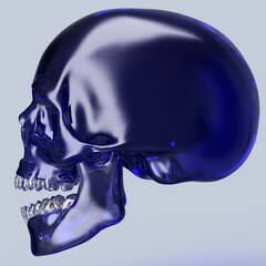 Wall Mural - blue glass human skull with teeth