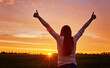 © Ryzhkov Oleksandr - woman feeling victorious facing the beautiful sunset.