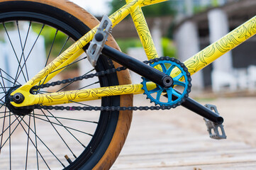 bicycle wheel on the street