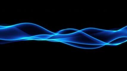 Poster - Seamless loop animation. Abstract colorful wavy background in blue on black backdrop. Modern colorful wallpaper. 3d rendering.