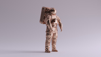 Wall Mural - bronze spaceman astronaut cosmonaut space walk style 3d illustration 3d render