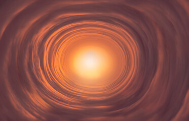 Wall Mural - abstract clouds tunnel. fantasy bright orange clouds, infinity way in tunnel.