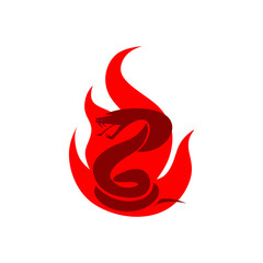 Wall Mural - red snake and flame logo, snake on fire vector illustrations