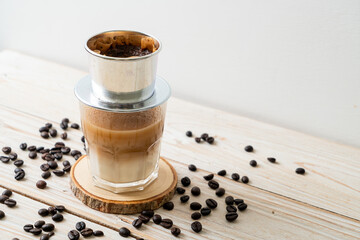 Hot milk coffee dripping in Vietnam style