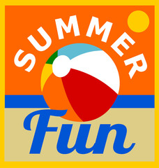 Wall Mural - Summer fun with beach ball on sand