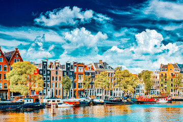 Wall Mural - Amsterdam with canal in the downtown,Holland.