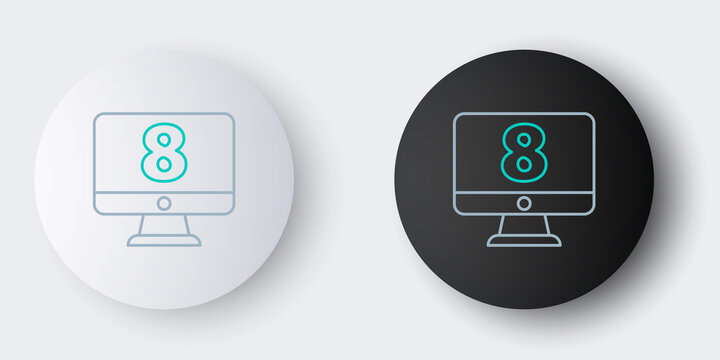 Line 8 March on monitore icon isolated on grey background. International Happy Women Day. Colorful outline concept. Vector.