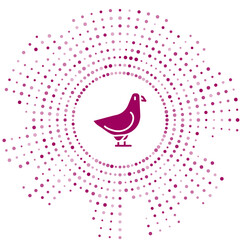 Poster - Purple Dove icon isolated on white background. Abstract circle random dots. Vector.