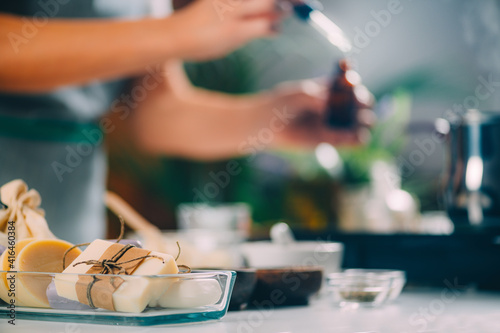 Obraz Dibond Making Soap at Home, Using Natural Ingredients