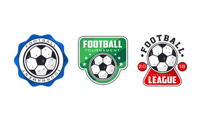 Sticker - Football Tournament Logo Design Set, Sport Team Identity, Championship, Soccer League Retro Badges Vector Illustration