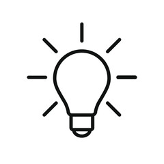 Poster - Lightbulb icon. Incandescent lamp symbol. Idea and innovation sign. Creative energy or inspiration logo. Light bulb silhouette isolated on white background. Vector illustration image.