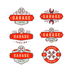 Wall Mural - Vintage retro garage badge logo collection