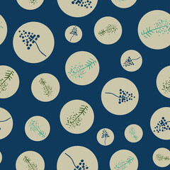 Poster - Wild flowers in dots repeat pattern print background