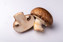 Two Mushrooms On White Background