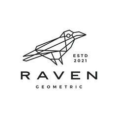 Wall Mural - raven crow geometric polygonal logo vector icon illustration