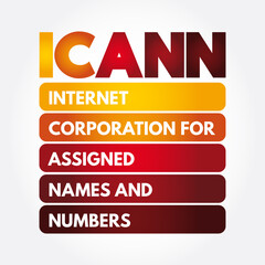 Aufkleber - icann - internet corporation for assigned names and numbers acronym, technology concept background