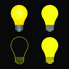 Poster - Lightbulb icon. Incandescent lamp symbol. Idea and innovation sign. Creative energy or inspiration logo. Light bulb silhouette isolated on white background. Vector illustration image.
