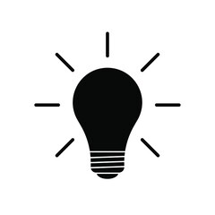 Poster - Lightbulb icon. Incandescent lamp symbol. Idea and innovation sign. Creative energy or inspiration logo. Light bulb silhouette isolated on white background. Vector illustration image. 