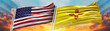 United States of America flag and New Mexico flag States of America waving with texture sky Cloud and sunset double flag