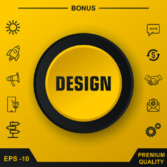 Design icon. Yellow round button