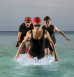 © Andrey Burmakin - Triathlon sport collage. Man, woman running, swimming, biking