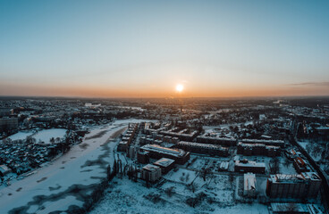 Wall Mural - aerial view on beautiful winter sunset in Berlin